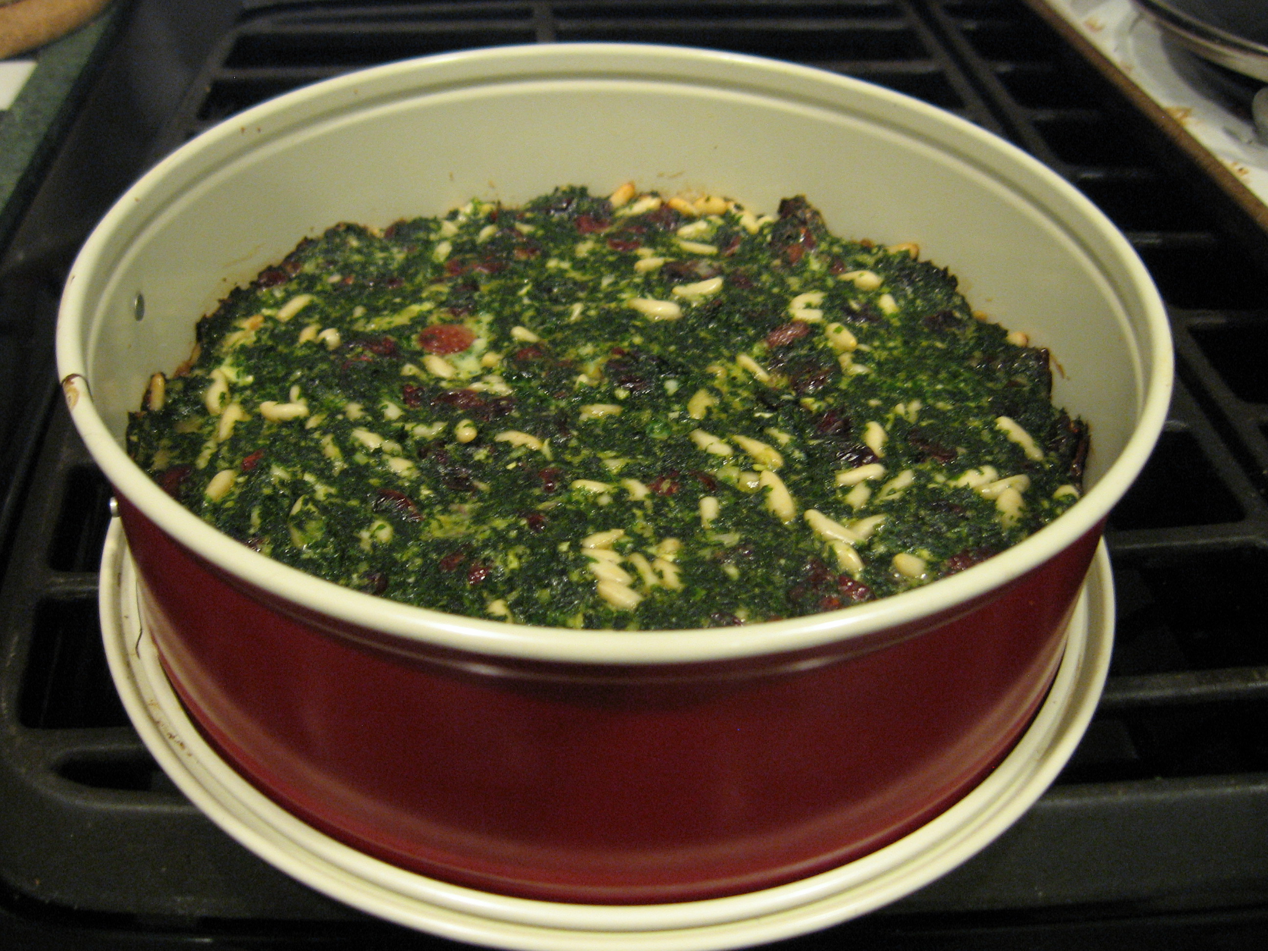 Cranberry Kale Tart with Pine Nuts