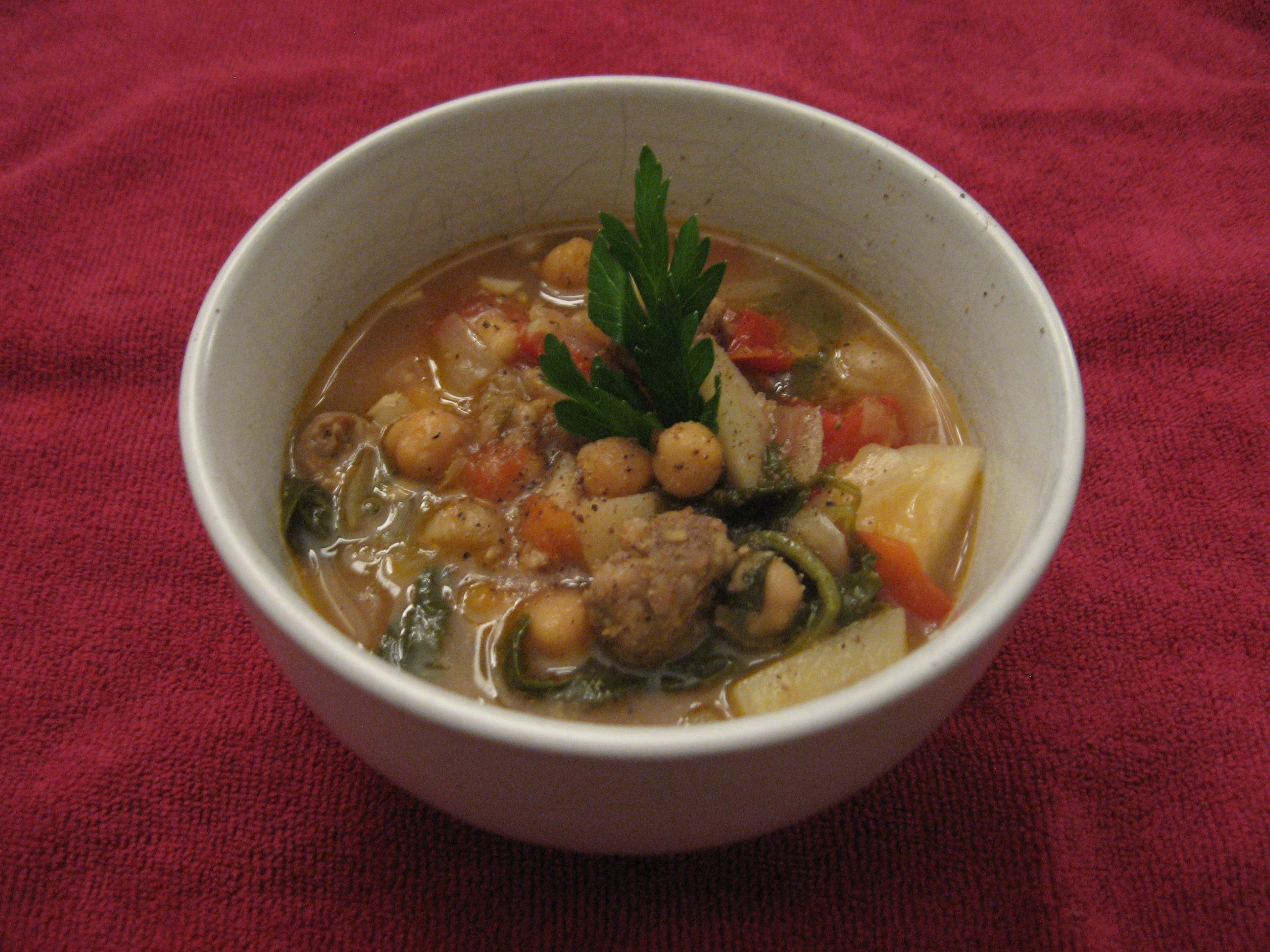 Chorizo and Kale Soup: Rachel Ray Meets The Honest Butcher (well their Chorizo anyway)