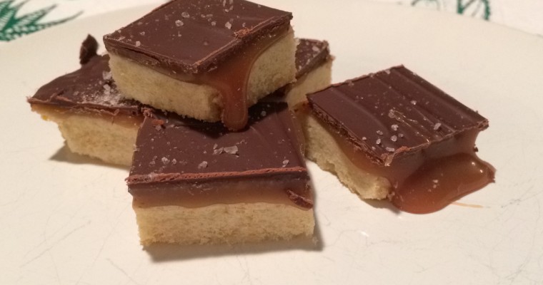 Orange Zested Shortbread with Salted Caramel and Chocolate