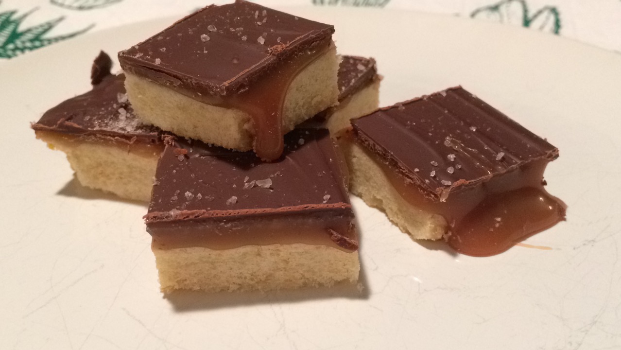 Orange Zested Shortbread with Salted Caramel and Chocolate