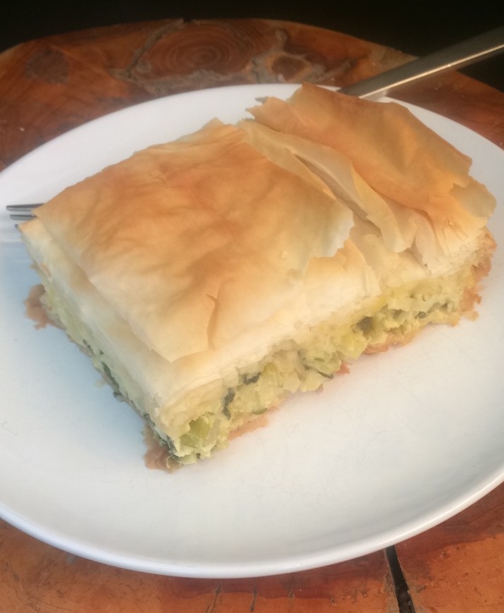 Leek, Onion, and Rainbow Chard “Spanokopita”