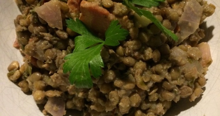 Warm French Lentil Salad with Bacon and Tarragon Dressing
