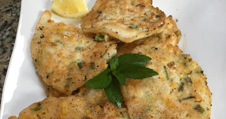Corn and Green Onion Fritters with Savoury Ricotta Slather