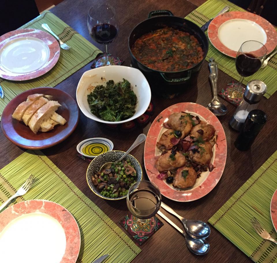 Annabel’s Chicken Thighs on Fennel Pillows avec Ratatouille a la Rob