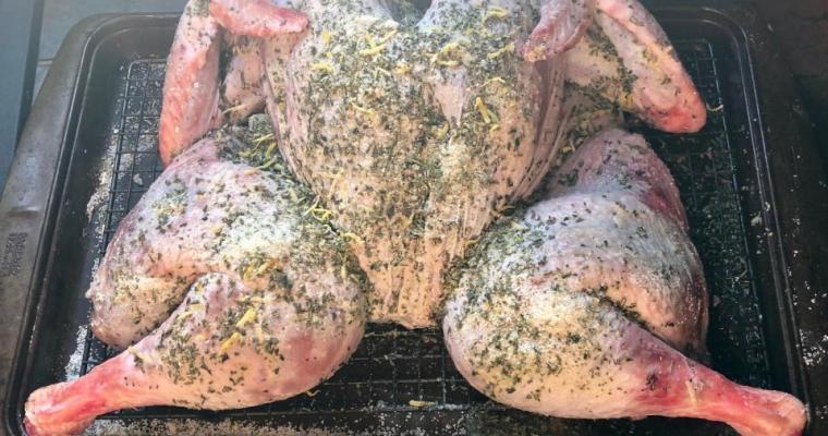 Spatchcocked Turkey with Fresh Rosemary and Lemon Zest Dry Brine
