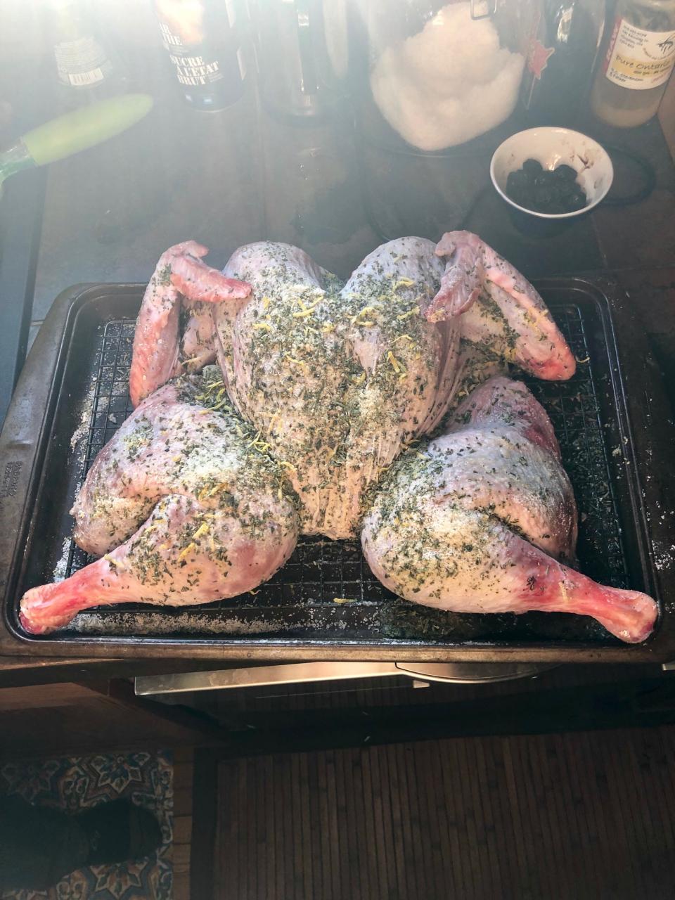 Spatchcocked Turkey with Fresh Rosemary and Lemon Zest Dry Brine