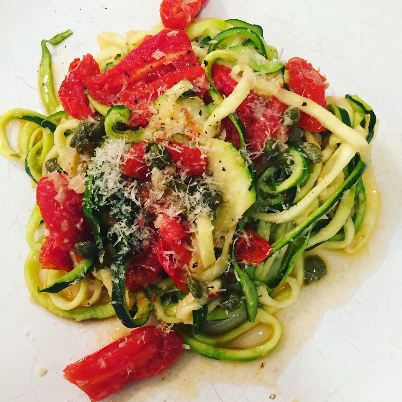 Zucchini Noodles with Capers and Tomatoes