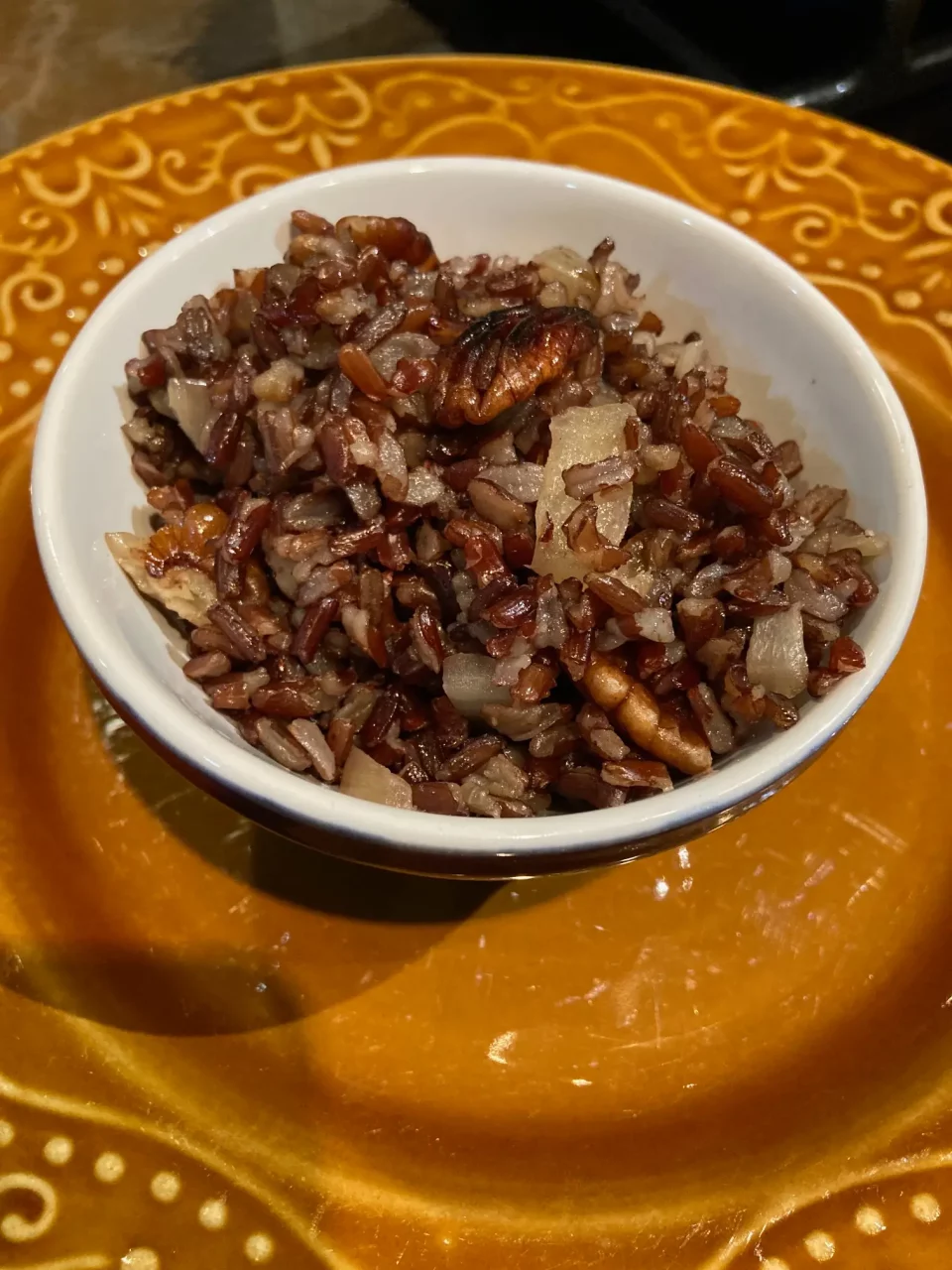 Thai Red Rice with Onions and Pecans